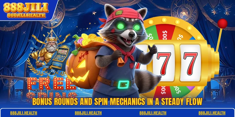 Bonus rounds and spin mechanics in a steady flow