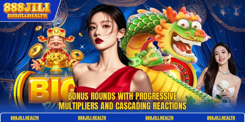 Bonus rounds with progressive multipliers and cascading reactions