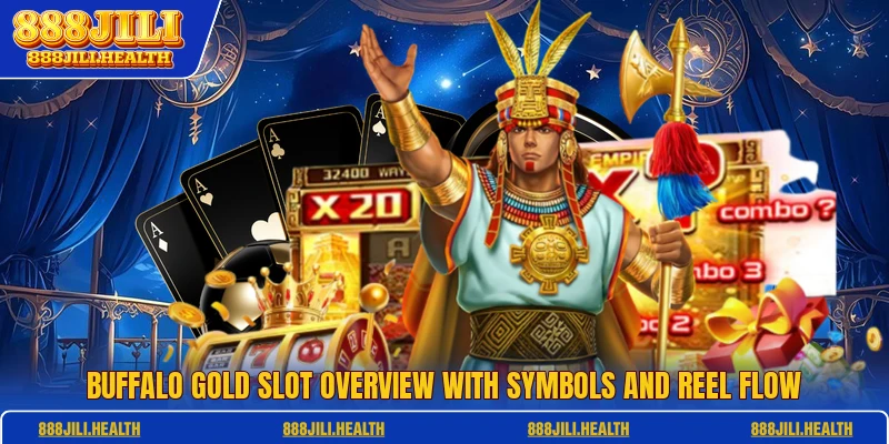 Buffalo Gold slot overview with symbols and reel flow