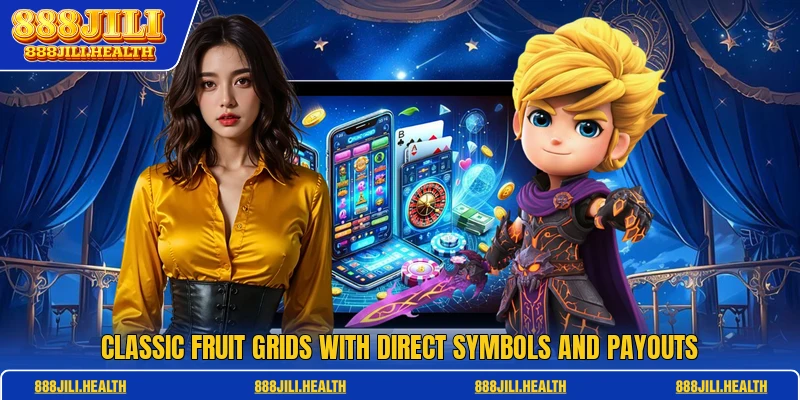 Classic fruit grids with direct symbols and payouts