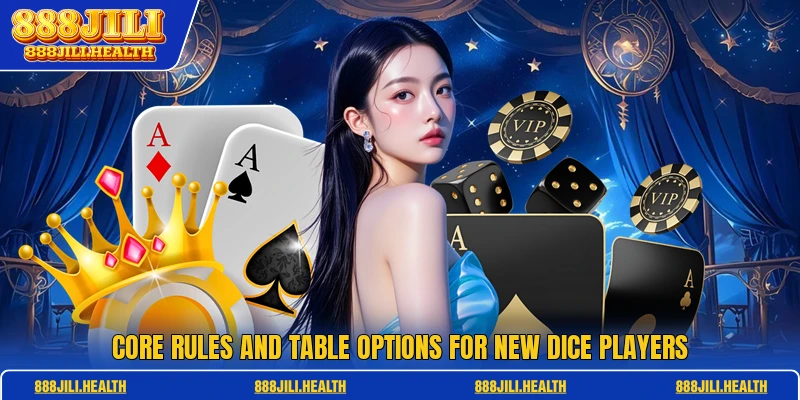 Core rules and table options for new dice players