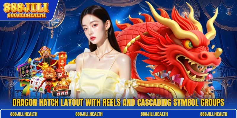 Dragon Hatch layout with reels and cascading symbol groups