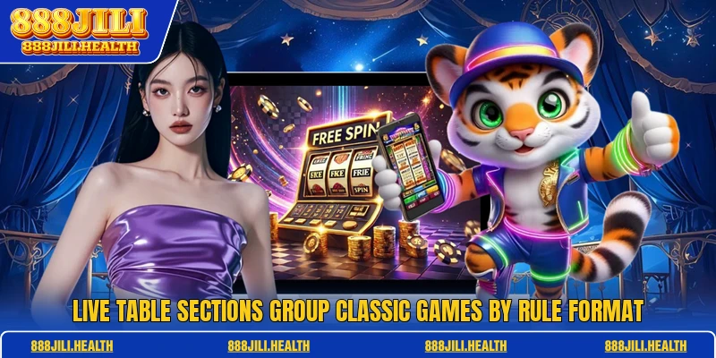 Live table sections group classic games by rule format