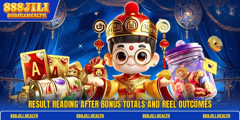 Result reading after bonus totals and reel outcomes