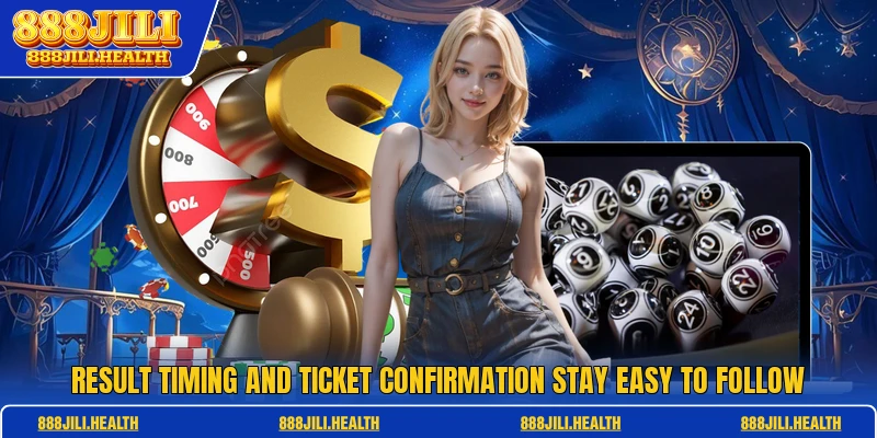 Result timing and ticket confirmation stay easy to follow