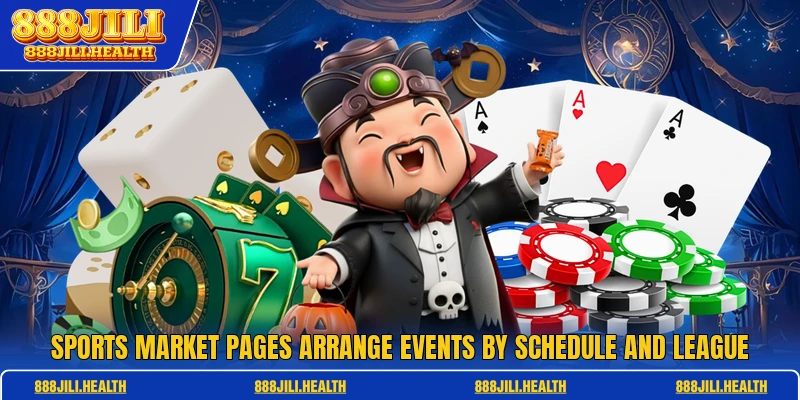 Sports market pages arrange events by schedule and league