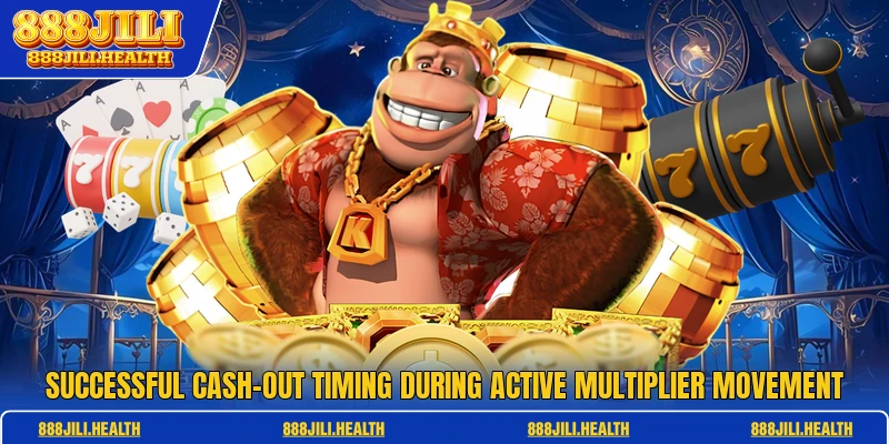 Successful cash-out timing during active multiplier movement