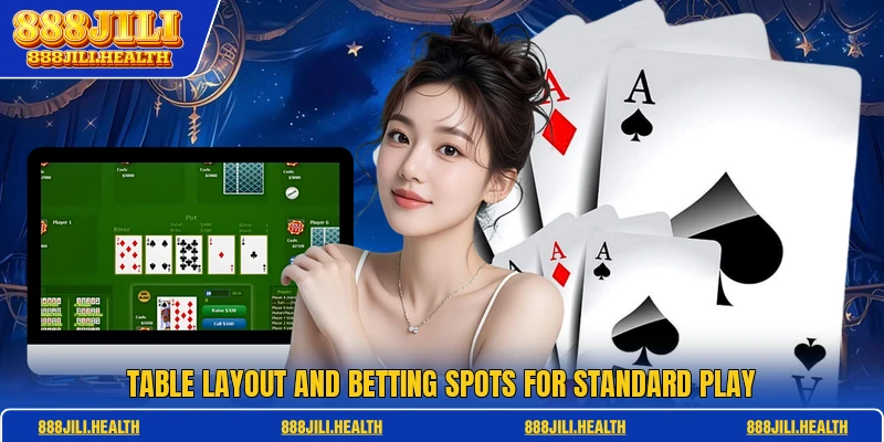 Table layout and betting spots for standard play